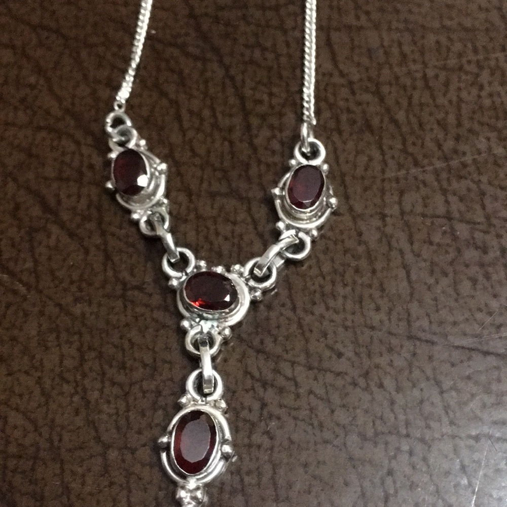 Garnet and Sterling Silver Necklace